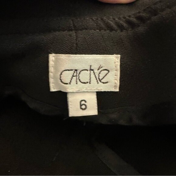 Vintage Y2K Cache Black Wide Leg Sailor Pants Gold Button Flare Size 6 - Picture 9 of 11